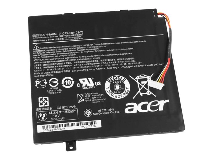 22Whr 5910mAh Batería Acer Iconia Tab 10 A3-A20-K7SZ A3-A20-K79Q - Haga un click en la imagen para cerrar