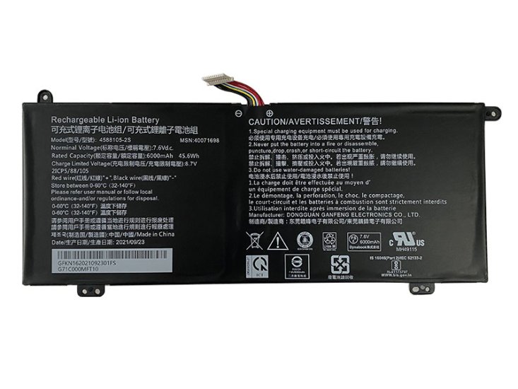 Batería Toshiba 4588105-2S 40071698 6000mAh 45.6Wh - Haga un click en la imagen para cerrar