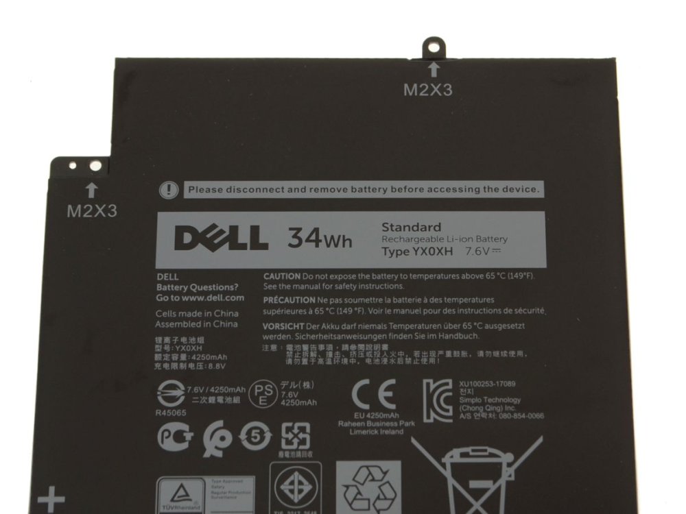 Original 4250mAh 34Wh Batería Dell T16KJ WYCVV