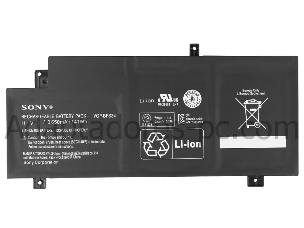 41Whr 3650mAh Sony Vaio Fit 15 SVF15A Series Original Batería