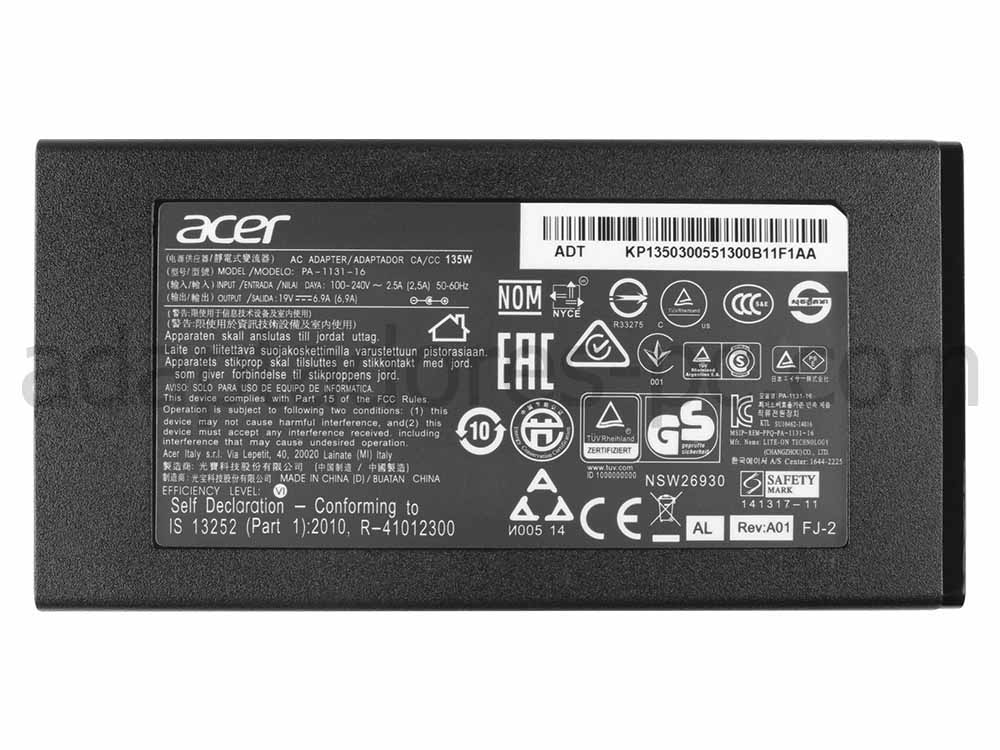 135W Original Adaptador Cargador Acer Aspire VN7-592G-757F