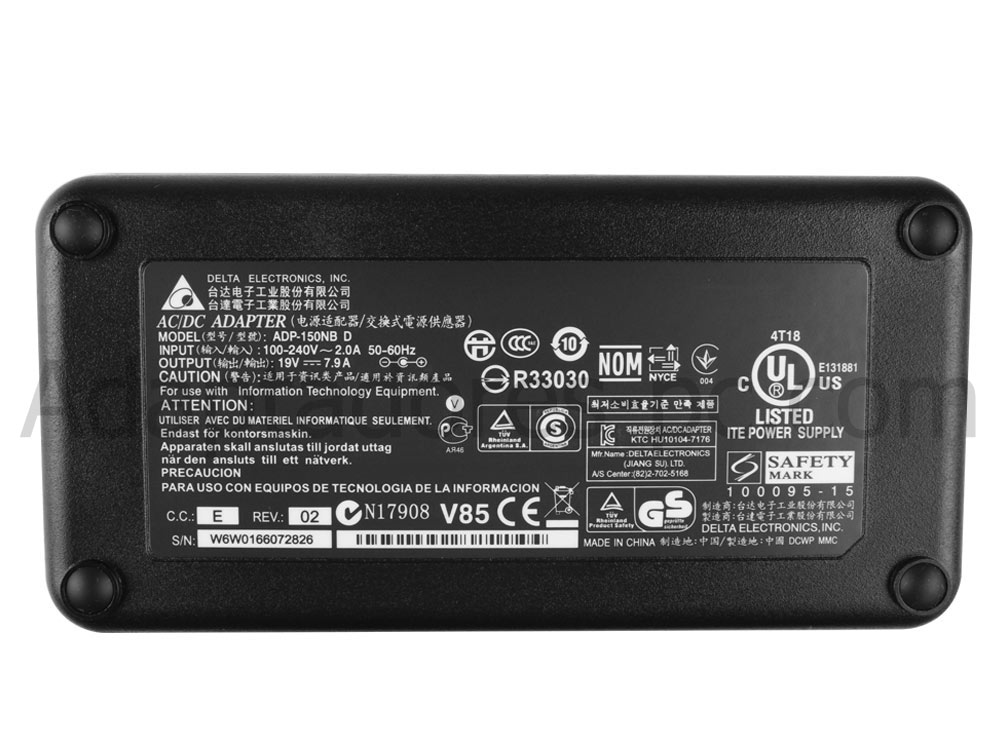 150W Acer Aspire 1800WSMi 1801WSMi 1672WLMi AC Adaptador Cargador