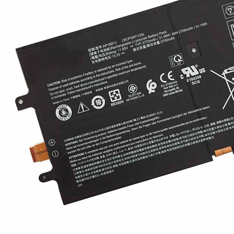 2770mAh 31.9Wh Batería Acer AP18D7J