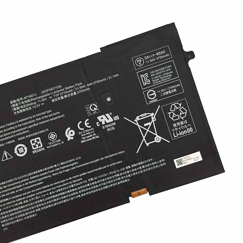 2770mAh 31.9Wh Batería Acer AP18D7J