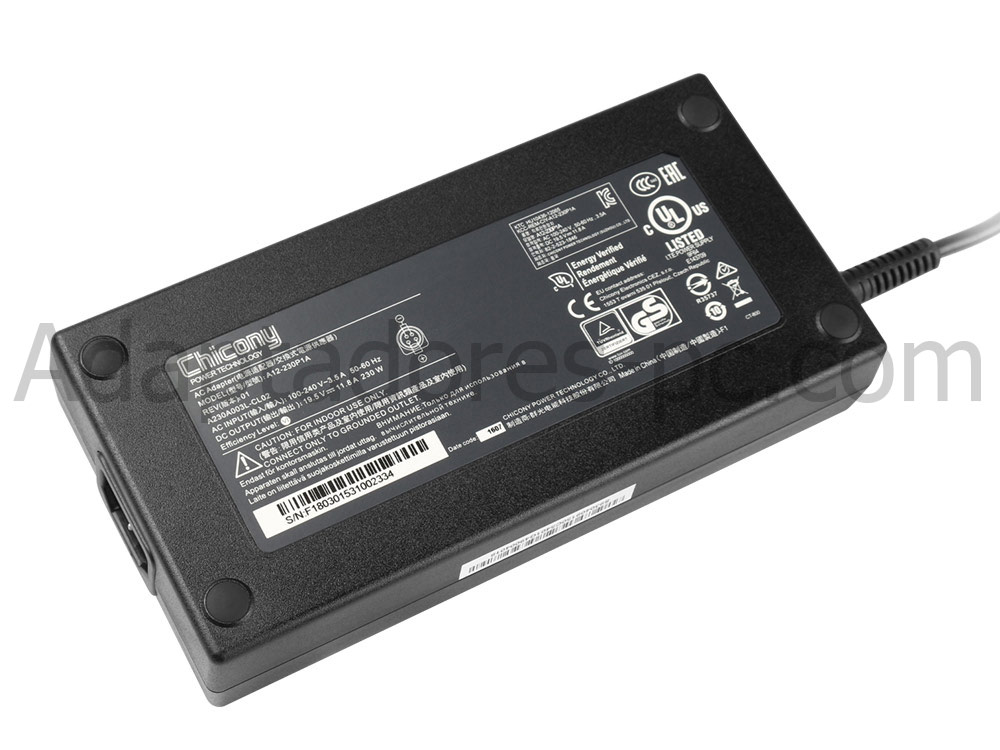 Original 230W MSI GT75 Titan 8SF-082CA AC Adaptador Cargador