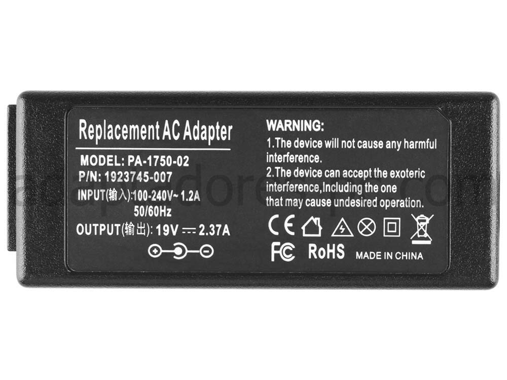 45W Cargador Clevo N230WU N240JU N250BU N251BU(4.8mm*1.7mm) AC Adaptador