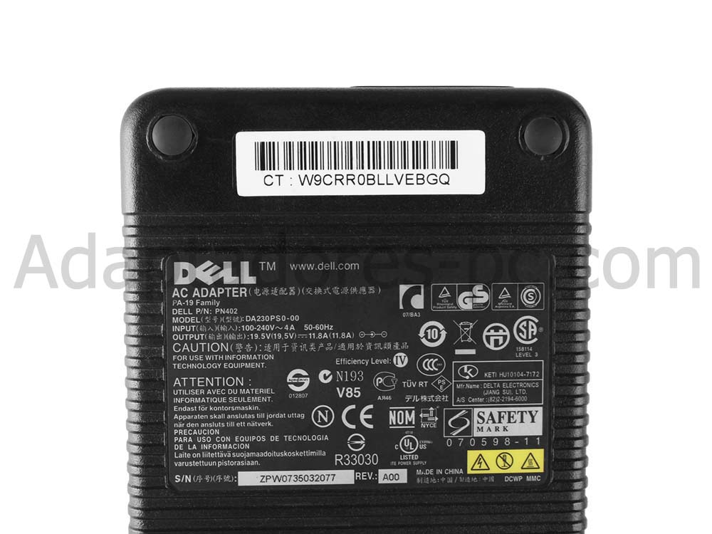 230W Dell DT878 PN402 Original AC Adaptador Cargador