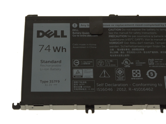 Original 74Wh Dell 0GFJ6 Batería