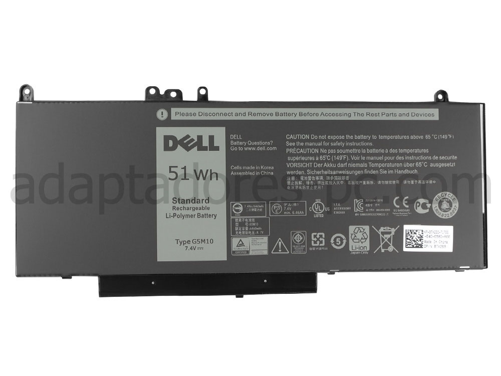 Original 51Wh Batería Dell Latitude 14 E5450 P48G001