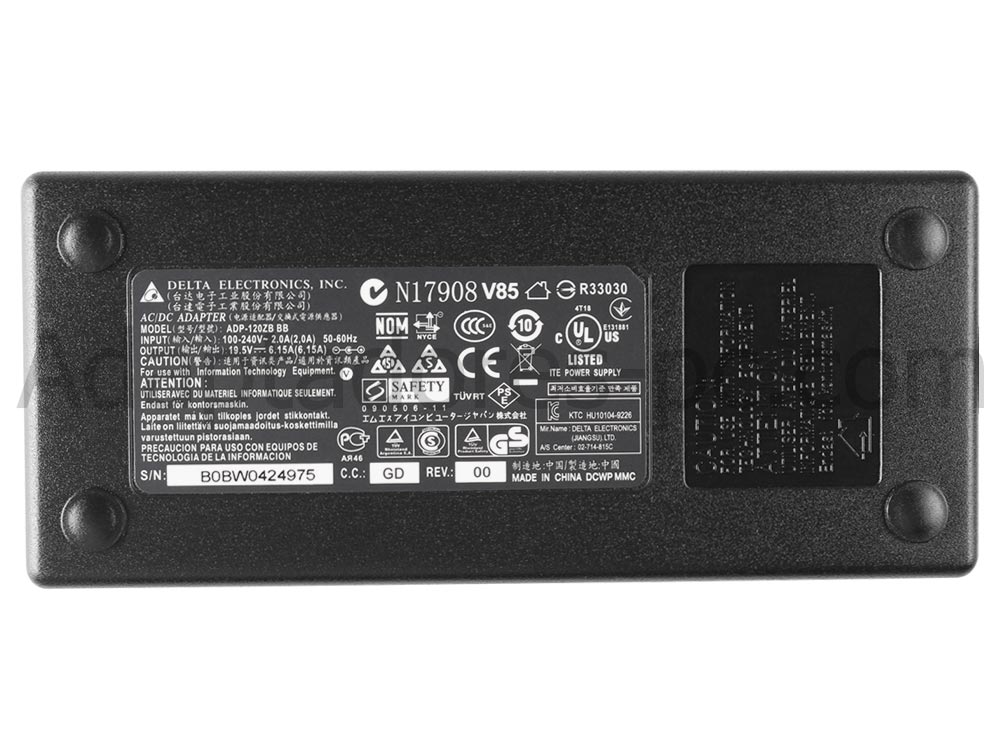 120W AC Adaptador Cargador Medion ERAZER X7612 Slim Gamer 17.3