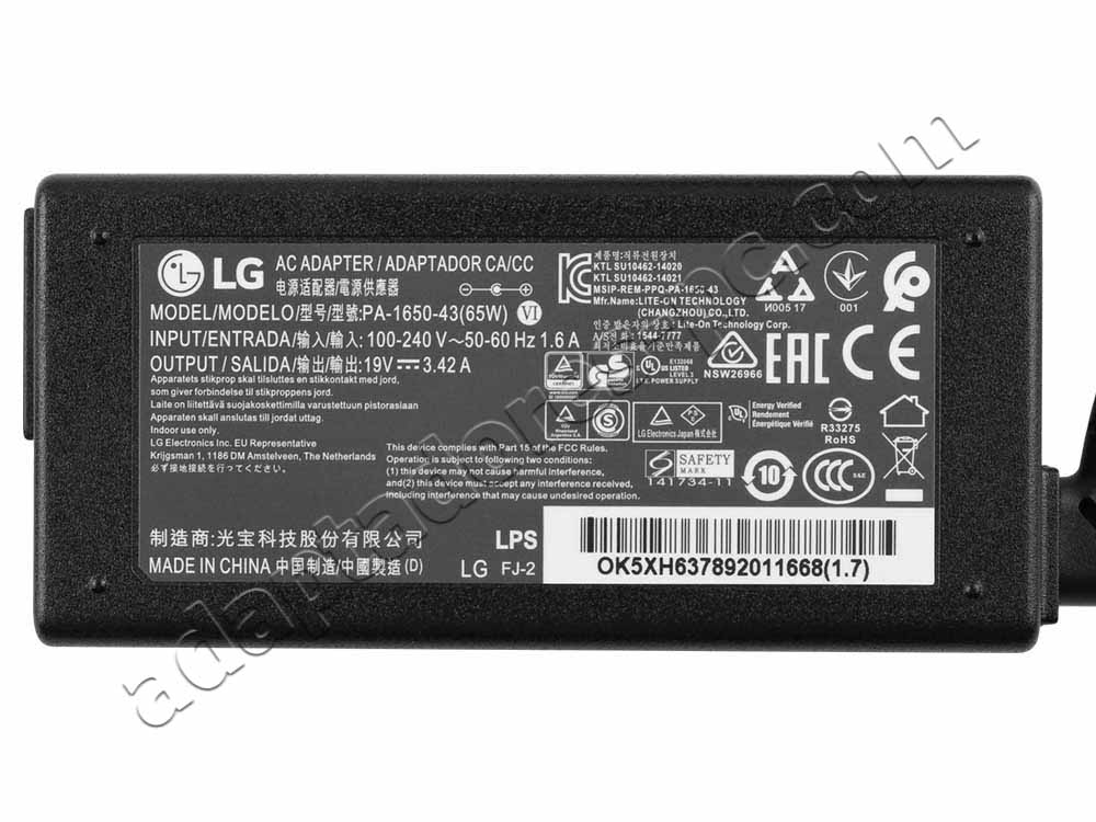 Original 65W Cargador LG Gram 14T990-U.AAS8U1 AC Adaptador + Cable