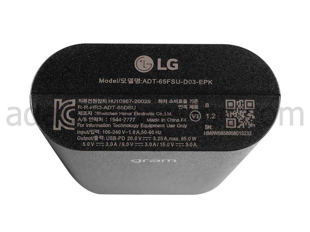 Original 65W USB-C Cargador LG 1544-7777 AC Adaptador