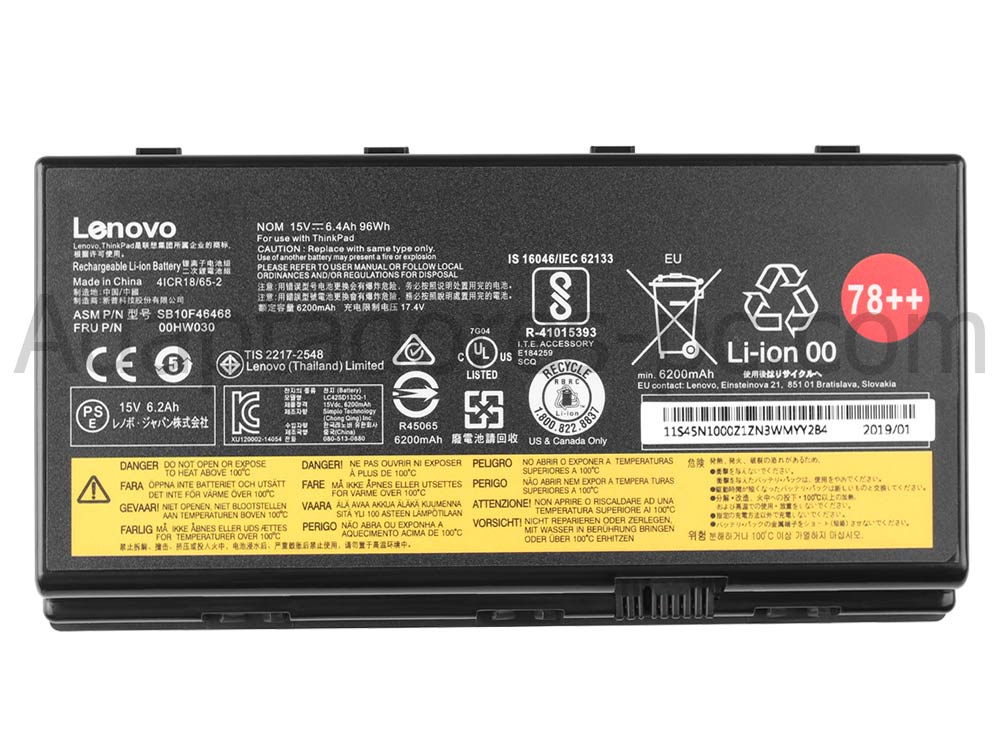 Original 6400mAh 96Wh Batería Lenovo ThinkPad P70