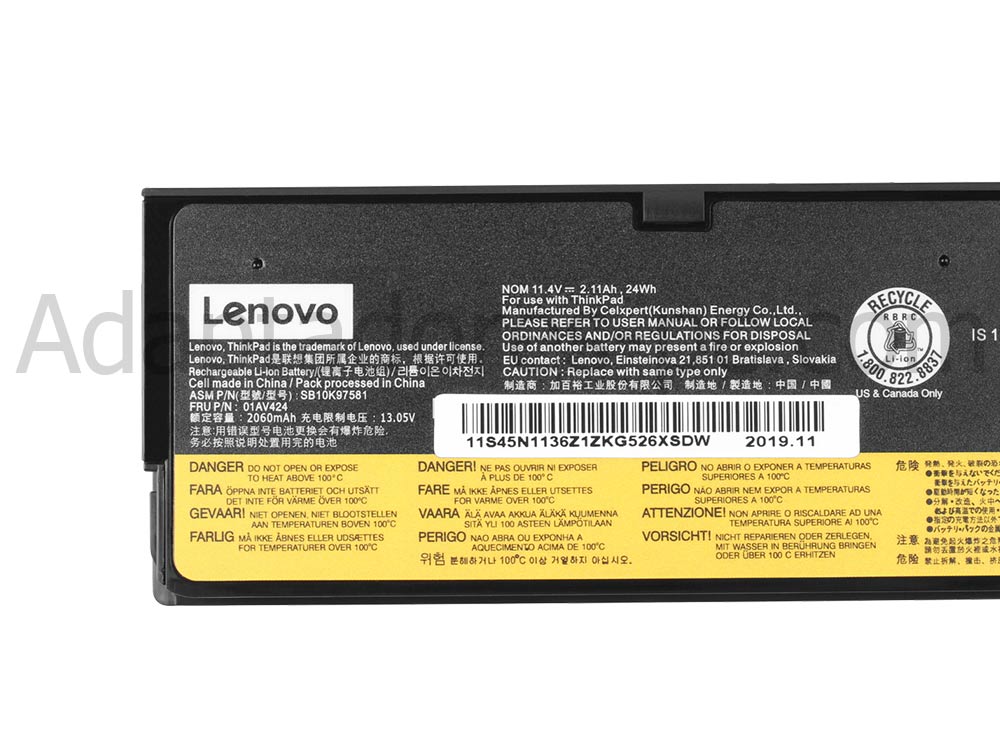 Original 2100mAh 24Wh Batería Lenovo 01AV423