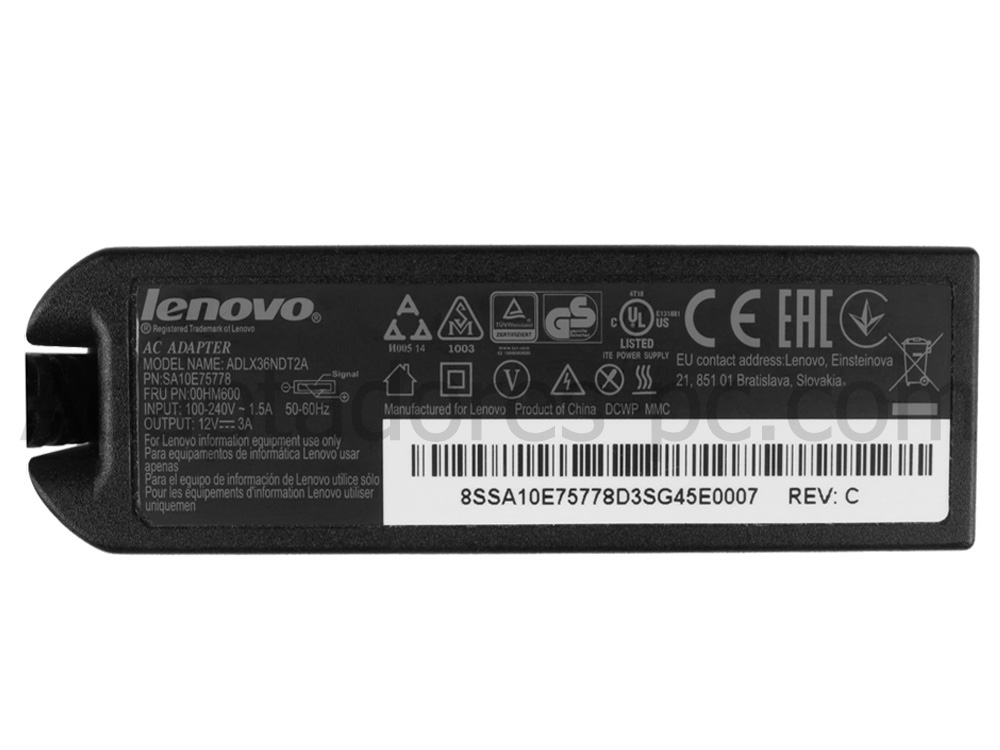 36W AC Adaptador Cargador Lenovo Thinkpad Helix 2 20CG 20CH