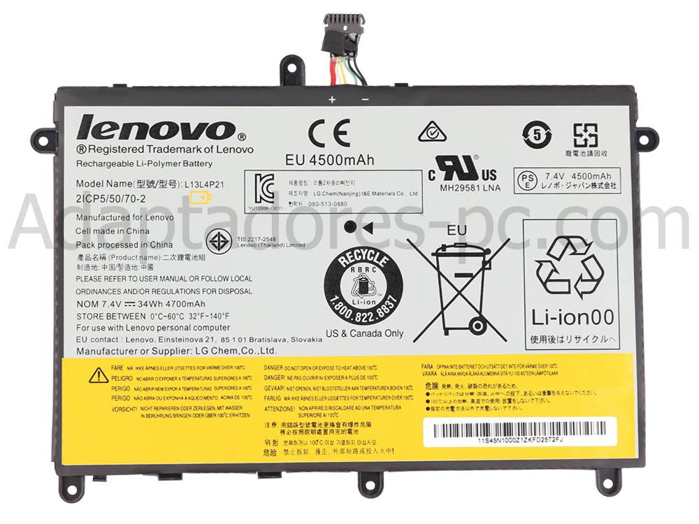 Original 34Whr Lenovo Yoga 2 11 80CX59429911 Batería