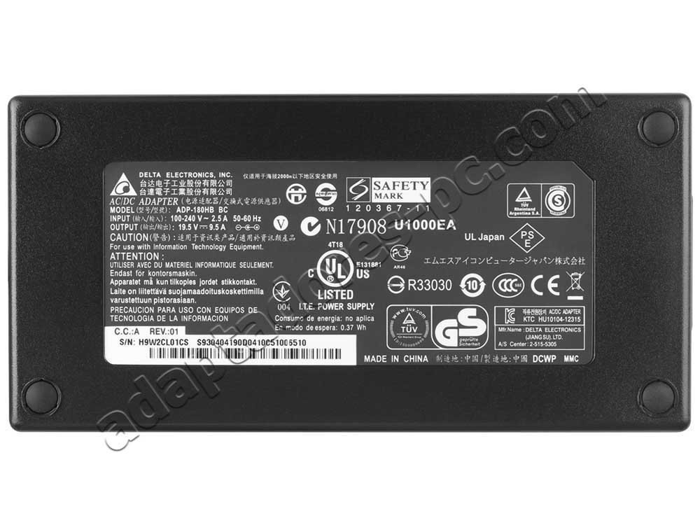 180W MSI Bravo 17 A4DDR-050XFR AC Adaptador Cargador