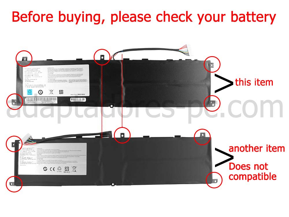 5280mAh 80.25Wh Batería MSI BTY-M48