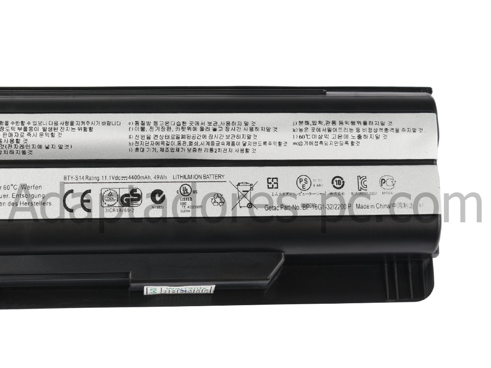 4400mAh Batería MSI GE70 2PL-266XCZ GE70 2PL-238XFR GE70 2PL-029RU