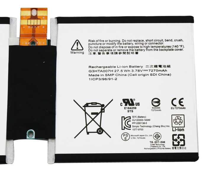 Original Batería Microsoft G3HTA003H G3HTA004H G3HTA007H 7270mAh 27.5Wh