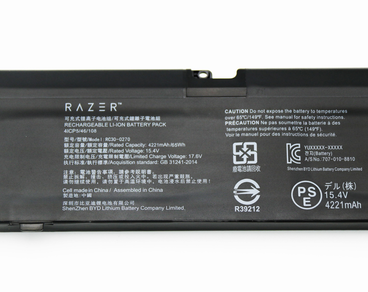 Original Batería Razer Blade 15 RZ09-03006G92-R3B1 4221mAh 65Wh