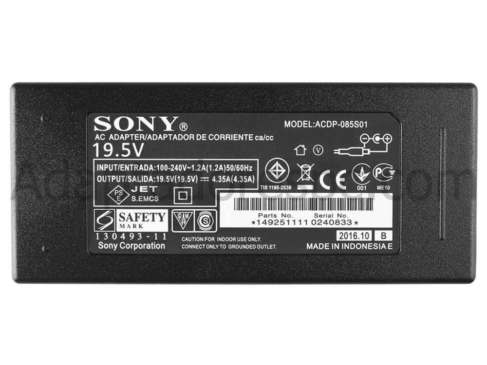 85W Adaptador Cargador Sony 1-490-486-11 TIS 1195-2536 + Cable