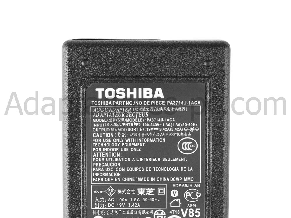 65W Cargador Toshiba Dynabook Tecra A40-J-107 AC Adaptador