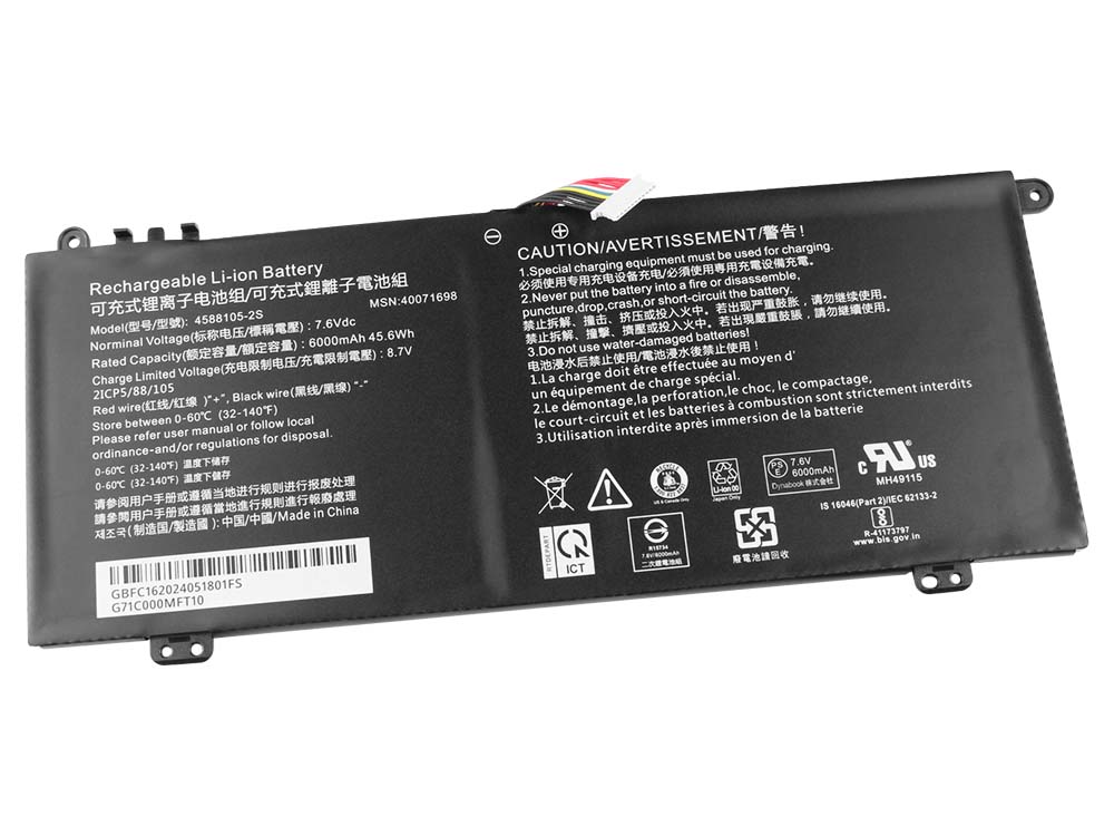 Batería Toshiba 4588105-2S 40071698 6000mAh 45.6Wh